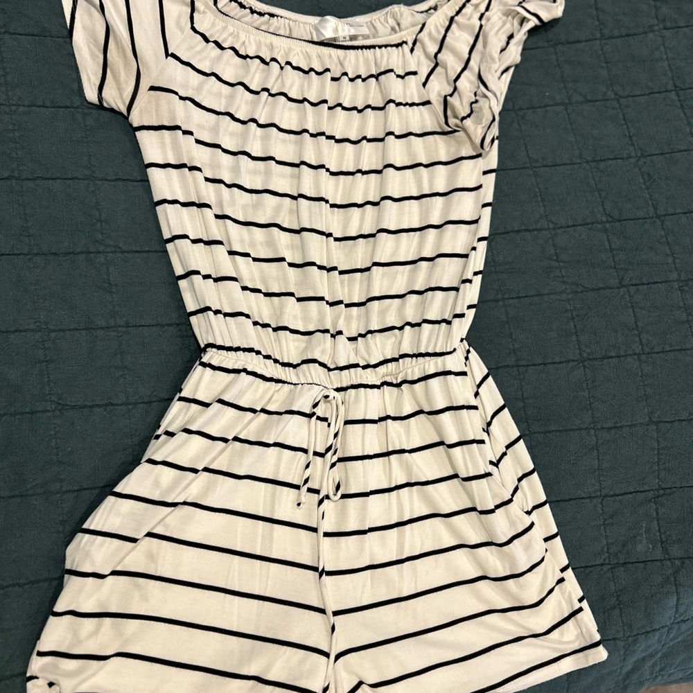 Women’s drawstring striped romper